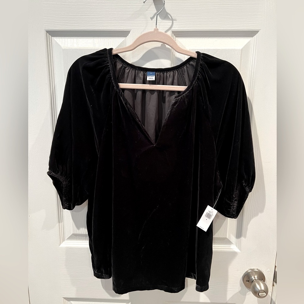 Black Velvet Blouse - Medium